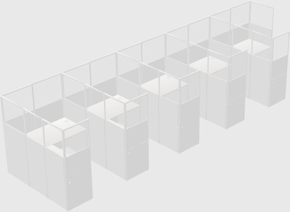 Shared l-shaped cubicle