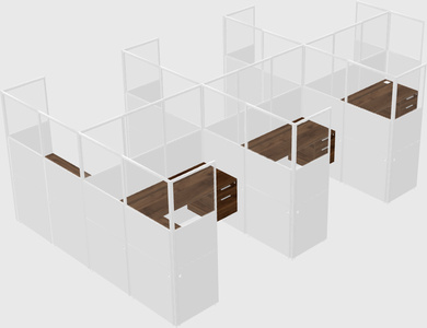 Shared l-shaped cubicle