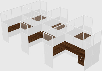 Shared l-shaped cubicle