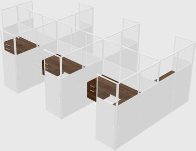 Shared l-shaped cubicle