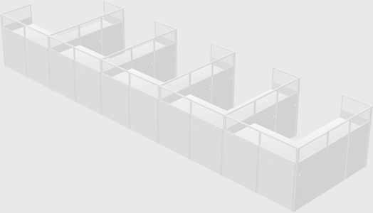 Shared l-shaped cubicle