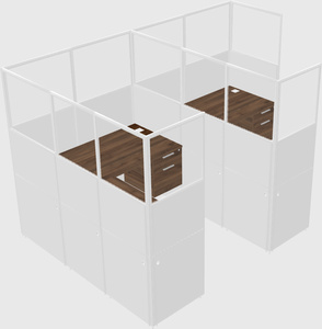 Shared l-shaped cubicle