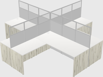 Shared l-shaped cubicles