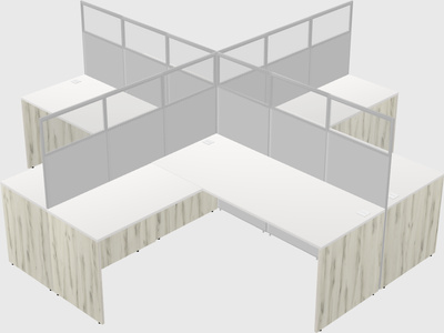 Shared l-shaped cubicles