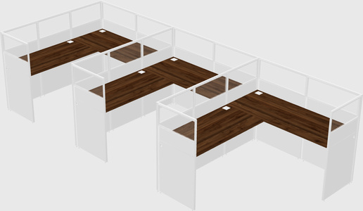 Shared l-shaped cubicle