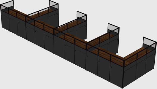 Shared l-shaped cubicle