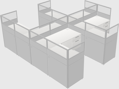Shared l-shaped cubicle