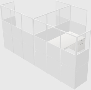 Shared l-shaped cubicle