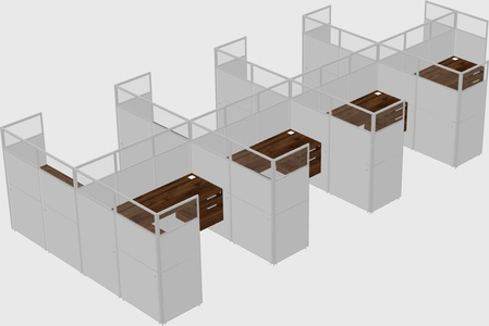 Shared l-shaped cubicle