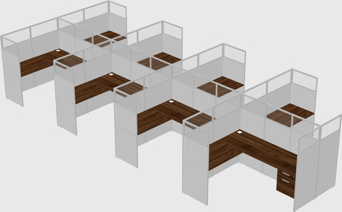 Shared l-shaped cubicle