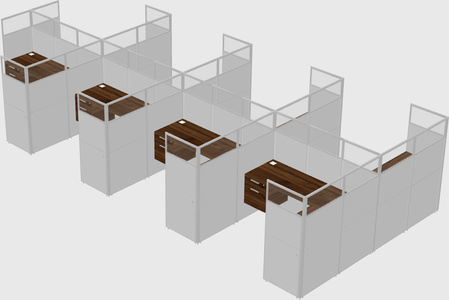 Shared l-shaped cubicle