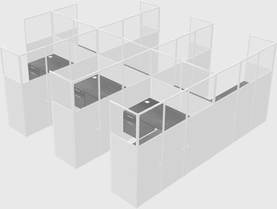 Shared l-shaped cubicle