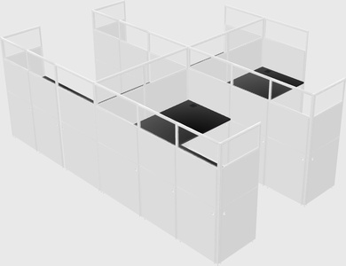 Shared l-shaped cubicle