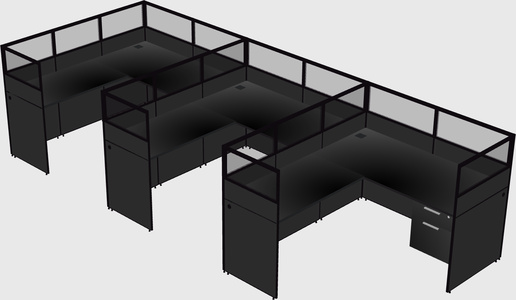 Shared l-shaped cubicle