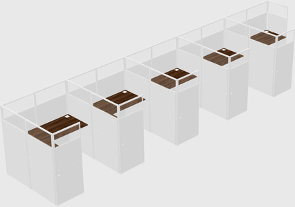 Shared l-shaped cubicle