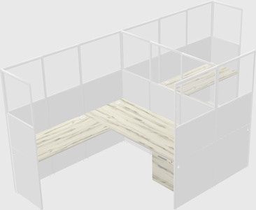 Shared l-shaped cubicle
