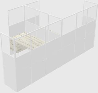Shared l-shaped cubicle