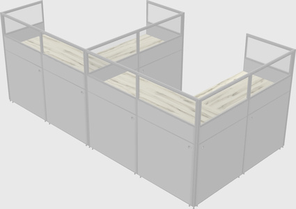 Shared l-shaped cubicle