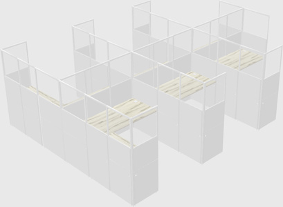 Shared l-shaped cubicle