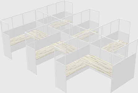 Shared l-shaped cubicle