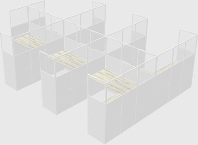 Shared l-shaped cubicle