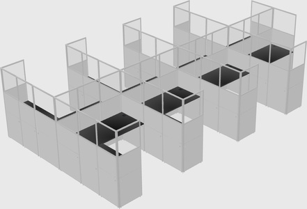 Shared l-shaped cubicle