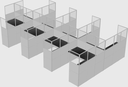 Shared l-shaped cubicle
