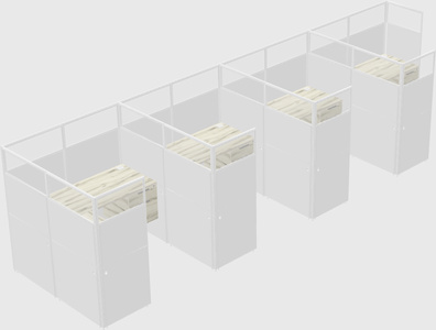 Shared l-shaped cubicle
