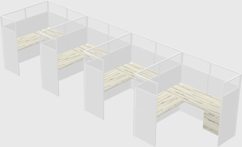 Shared l-shaped cubicle