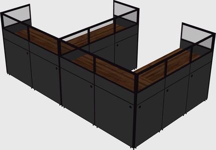 Shared l-shaped cubicle