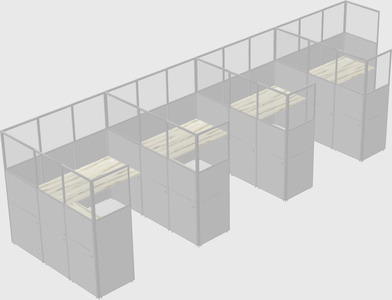 Shared l-shaped cubicle