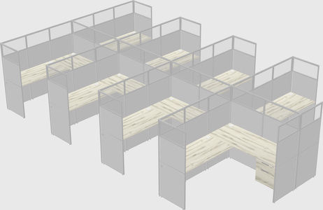 Shared l-shaped cubicle