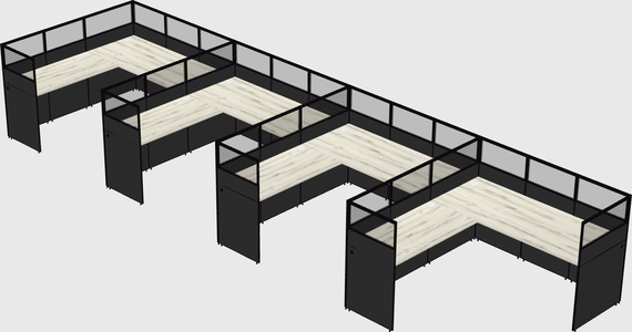 Shared l-shaped cubicle
