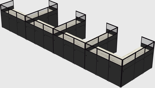 Shared l-shaped cubicle