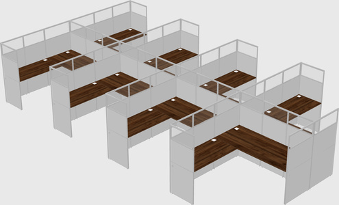 Shared l-shaped cubicle