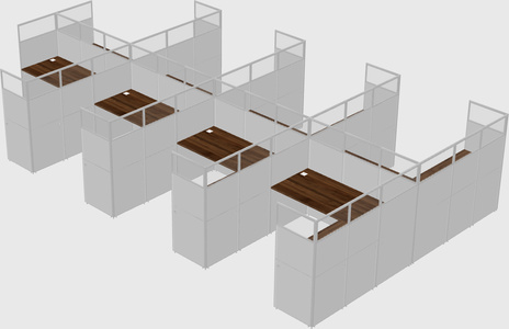 Shared l-shaped cubicle