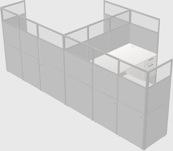 Shared l-shaped cubicle