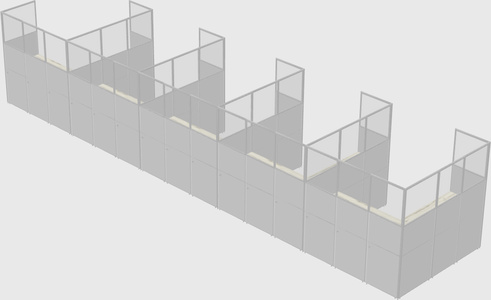 Shared l-shaped cubicle