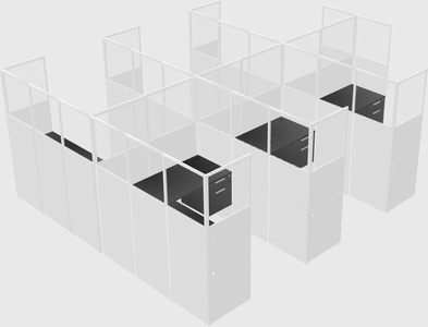 Shared l-shaped cubicle