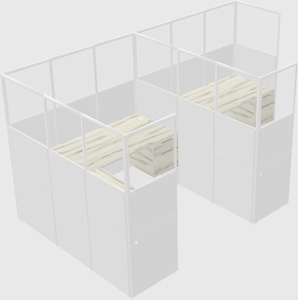 Shared l-shaped cubicle