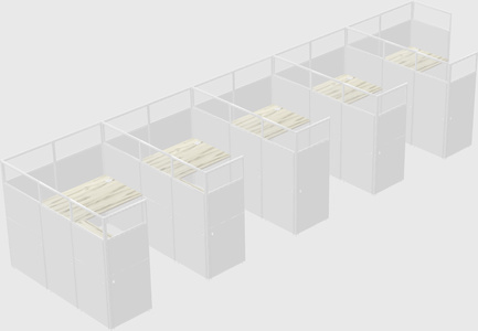 Shared l-shaped cubicle