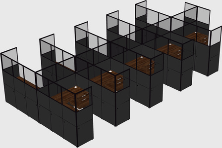 Shared l-shaped cubicle