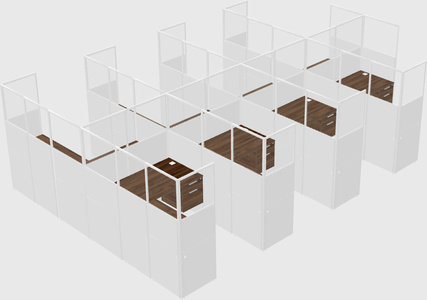 Shared l-shaped cubicle