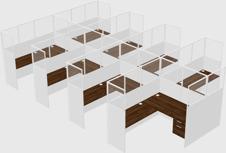 Shared l-shaped cubicle