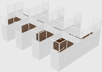 Shared l-shaped cubicle