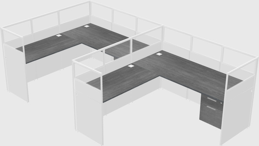 Shared l-shaped cubicle