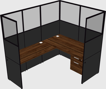 Shared l-shaped cubicle