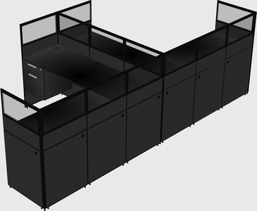 Shared l-shaped cubicle