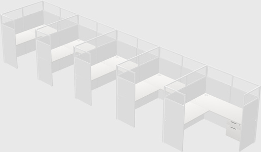 Shared l-shaped cubicle