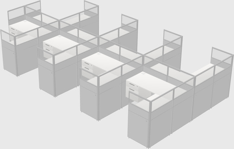 Shared l-shaped cubicle